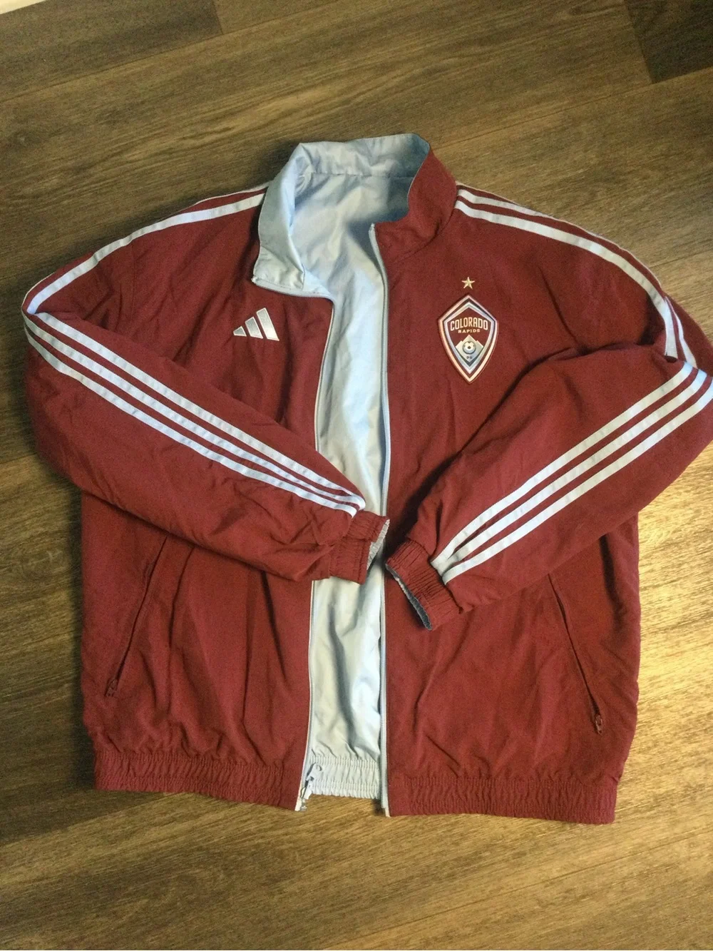 adidas Men's Maroon and Light Gray Bomber Jacket